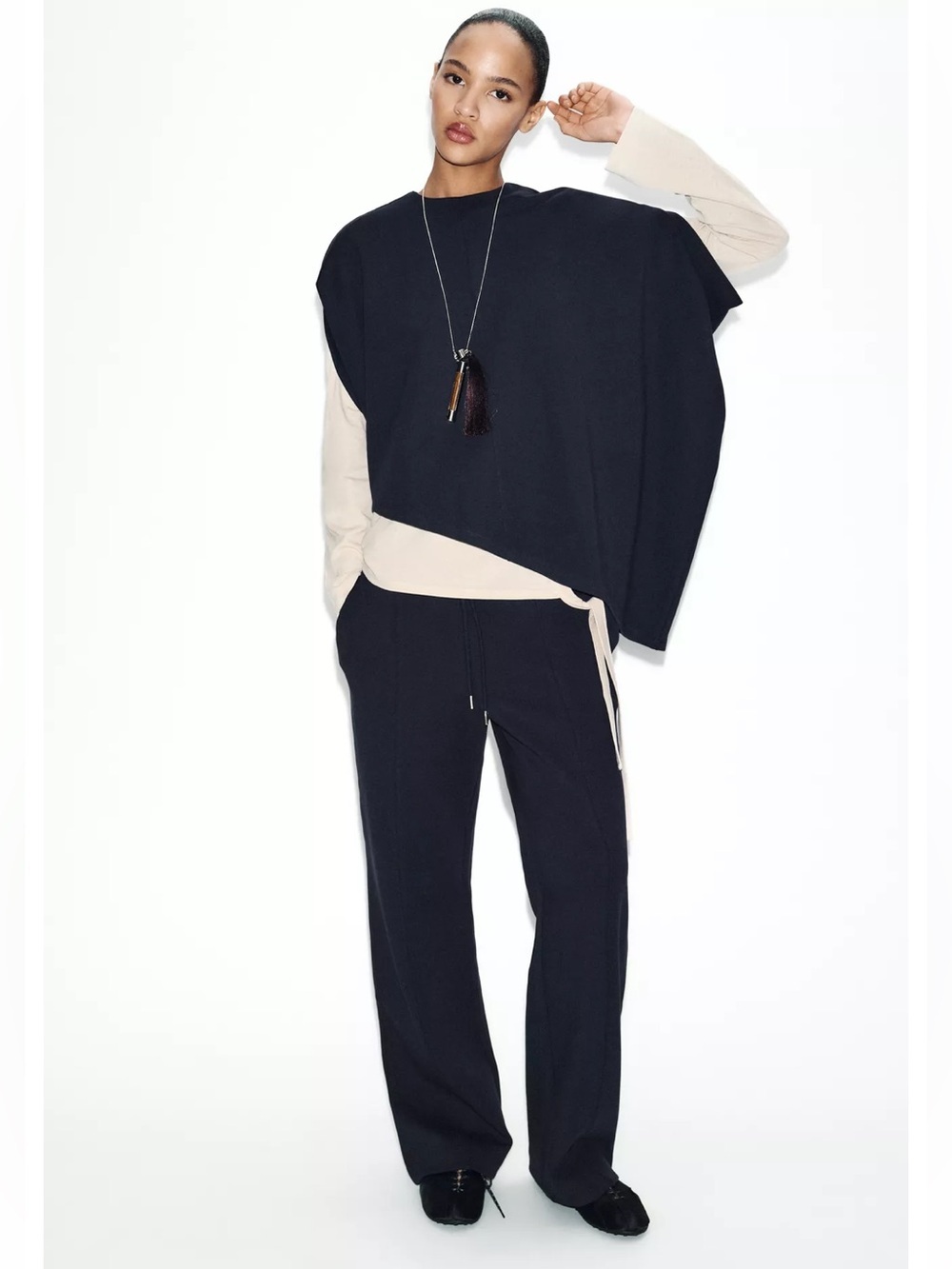 NWT Zara Asymmetric Interlock Cap Navy Blue Sz M